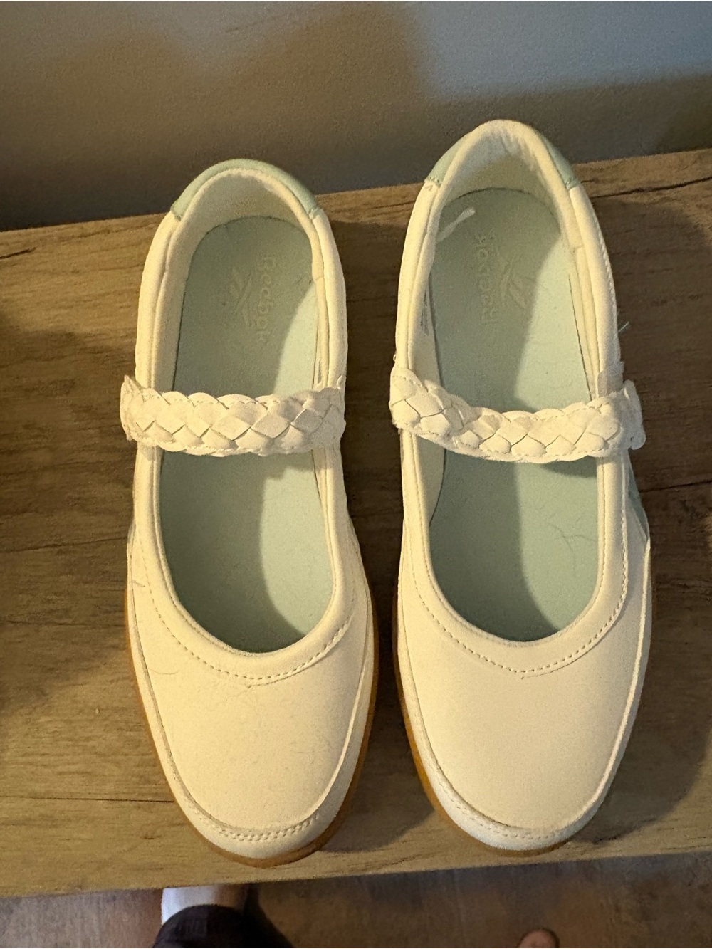 Reebok women's White Braided Strap Mary Jane Shoes